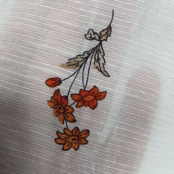 Ann Taylor Floral Feminine Blouse Semi-Sheer Linen Blend Ruffle Sleeve White XL - Picture 12 of 16